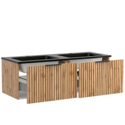 Clearance Wohnen 2 Becken Waschkonsole & Spiegel & Schrank - Crystoga (vierteilig)