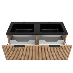 Clearance Wohnen 2 Becken Waschkonsole & Spiegel & Schrank - Crystoga (vierteilig)