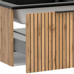 Clearance Wohnen 2 Becken Waschkonsole & Spiegel & Schrank - Crystoga (vierteilig)