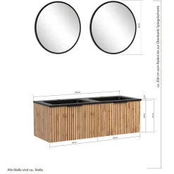 Clearance Wohnen 2 Becken Waschkonsole & Spiegel & Schrank - Crystoga (vierteilig)