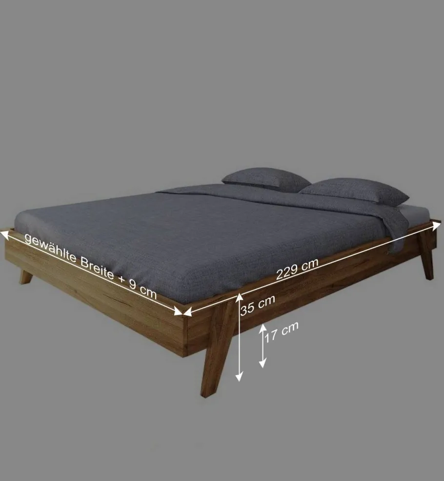 Discount Wohnen 220 cm überlanges Bett aus Wildeiche - Hardus