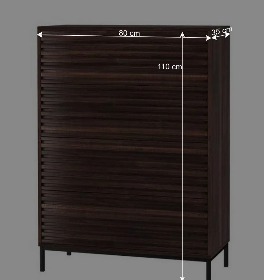 Hot Wohnen 80 cm breite Hochkommode in Walnuss Optik - Teleska