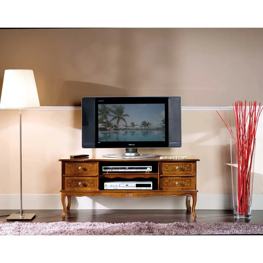 Online Wohnen 123 cm breite TV Kommode Agosto im Barockstil