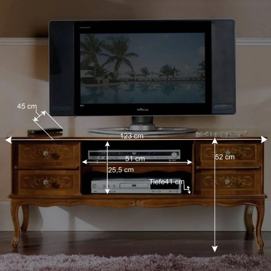 Online Wohnen 123 cm breite TV Kommode Agosto im Barockstil