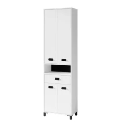 New Wohnen 54 cm breiter Bad-Hochschrank in Weiß mit Schwarz - Envaton