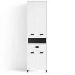 New Wohnen 54 cm breiter Bad-Hochschrank in Weiß mit Schwarz - Envaton