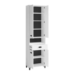 New Wohnen 54 cm breiter Bad-Hochschrank in Weiß mit Schwarz - Envaton