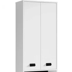 New Wohnen 54 cm breiter Bad-Hochschrank in Weiß mit Schwarz - Envaton