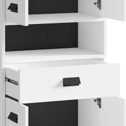 New Wohnen 54 cm breiter Bad-Hochschrank in Weiß mit Schwarz - Envaton