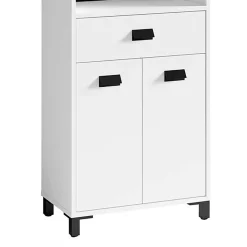 New Wohnen 54 cm breiter Bad-Hochschrank in Weiß mit Schwarz - Envaton