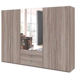 Discount Wohnen 300 cm breiter Falttürenschrank in Holzoptik dunkel - Riding