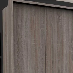 Discount Wohnen 300 cm breiter Falttürenschrank in Holzoptik dunkel - Riding