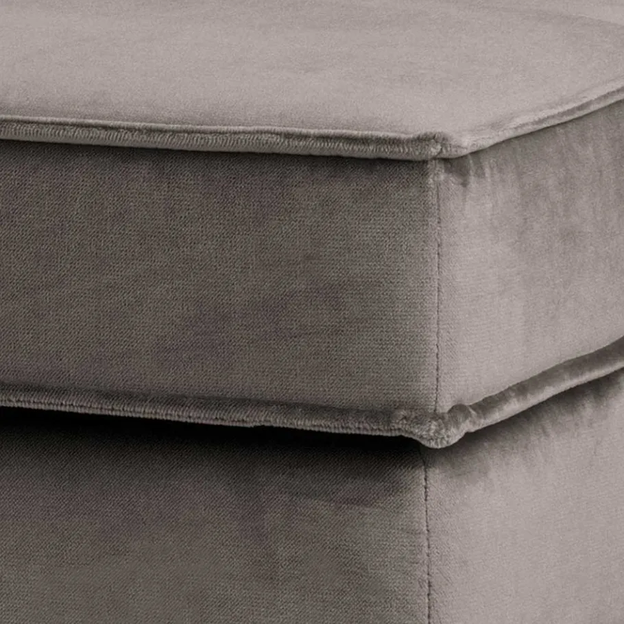 Hot Wohnen 84 cm breiter Hocker mit Samt Taupe - Museo