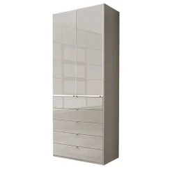Outlet Wohnen 100 cm breiter Schlafzimmerschrank in Hellgrau - Nucina