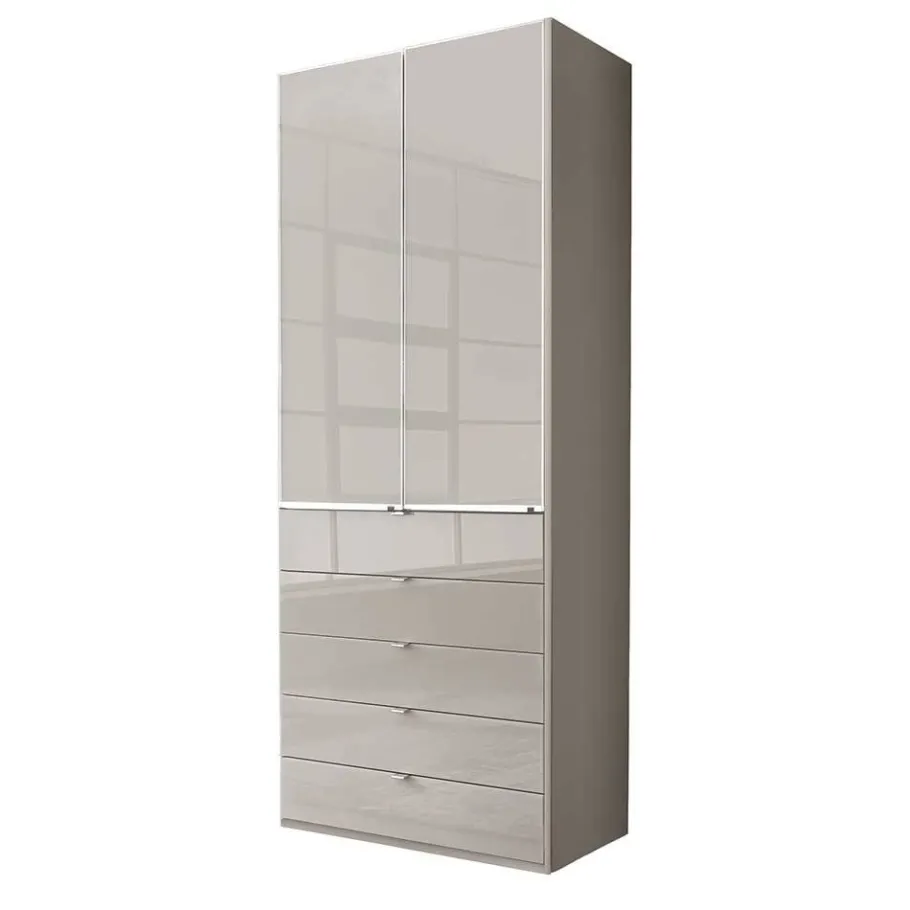 Outlet Wohnen 100 cm breiter Schlafzimmerschrank in Hellgrau - Nucina