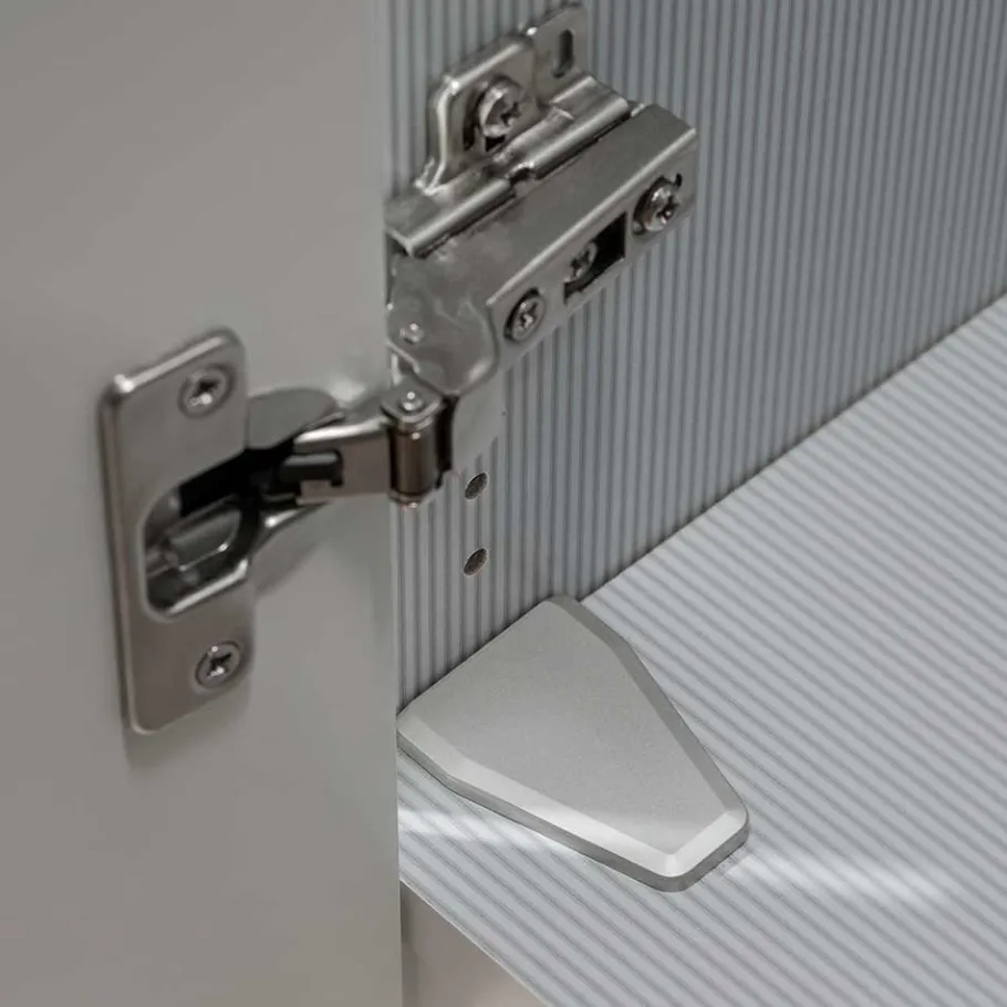 Outlet Wohnen 100 cm breiter Schlafzimmerschrank in Hellgrau - Nucina