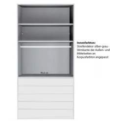Outlet Wohnen 100 cm breiter Schlafzimmerschrank in Hellgrau - Nucina