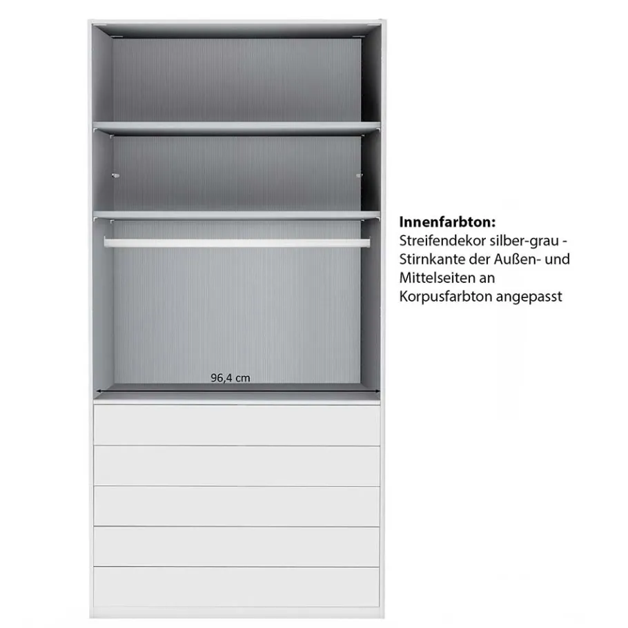 Outlet Wohnen 100 cm breiter Schlafzimmerschrank in Hellgrau - Nucina