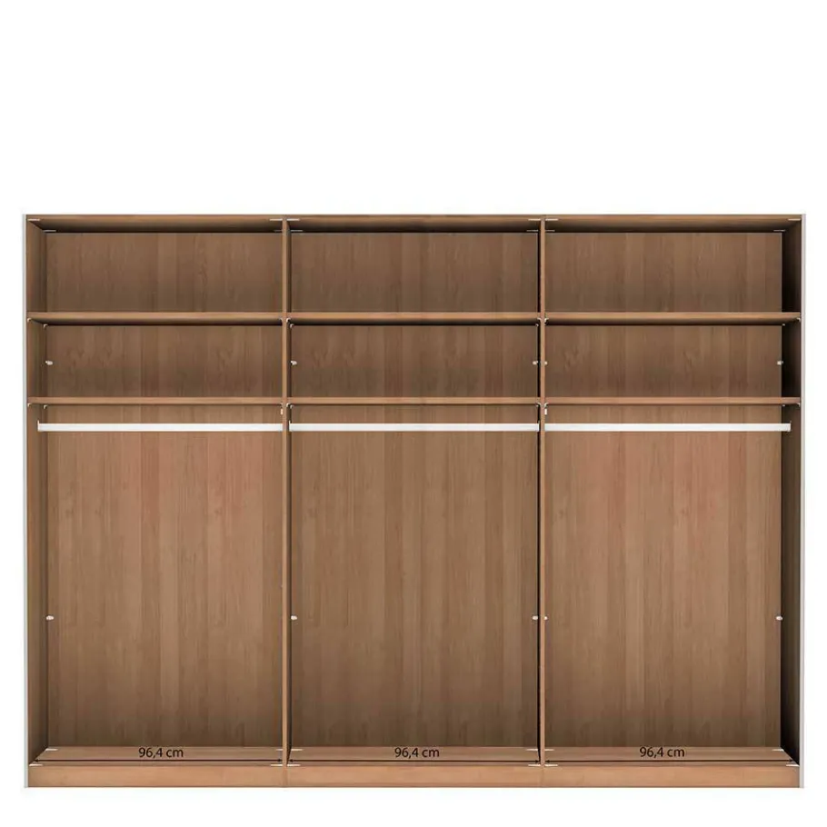 Best Wohnen 300 cm breiter Schwebetürenschrank mit Glas Beige - Nikoba