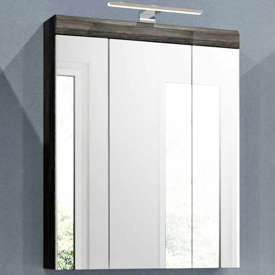 Discount Wohnen 60 cm breiter Spiegelschrank fürs Badezimmer in Grau - Nancys