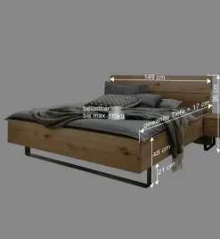Outlet Wohnen 140 cm breites Bett im Industry Style - Siestago