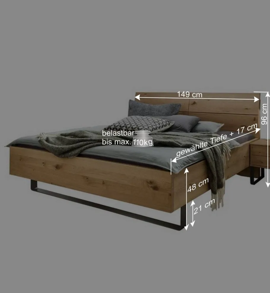 Outlet Wohnen 140 cm breites Bett im Industry Style - Siestago