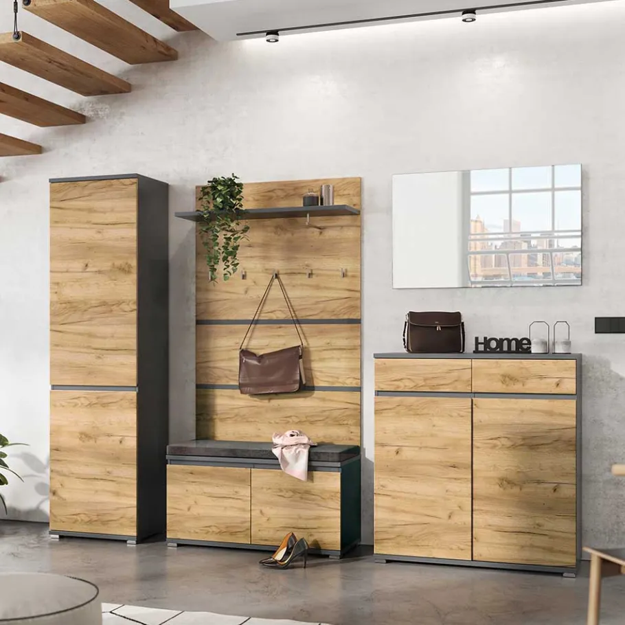 Hot Wohnen 246 cm breites Flurmöbel Set modern - Orsecca (fünfteilig)