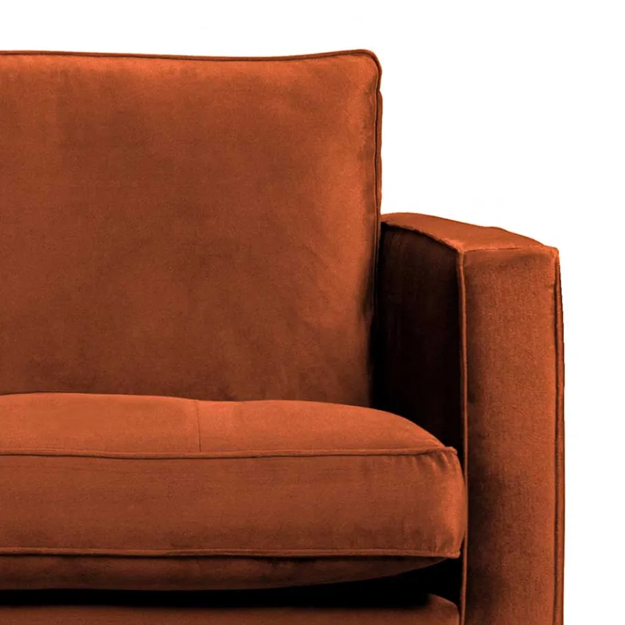 Online Wohnen 230 cm breites Samtsofa in Braun Rostfarben - Naryon