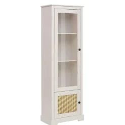 Sale Wohnen 180 cm hohe Landhausvitrine in Weiß mit Beige - Isvair I