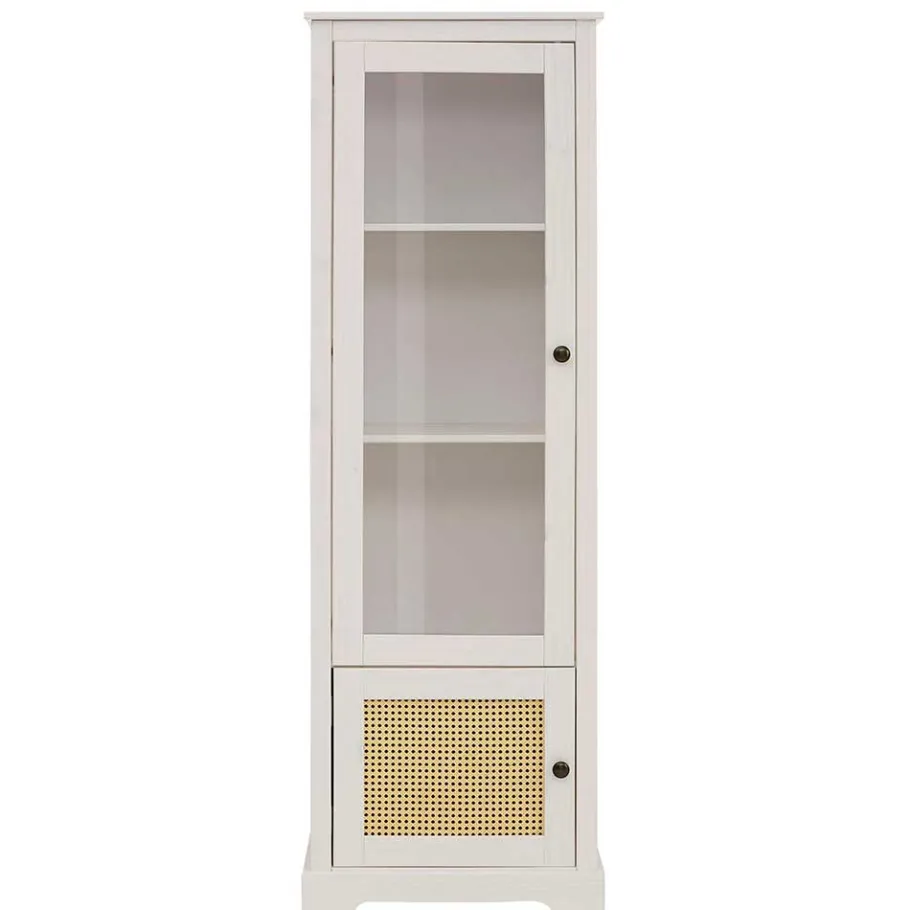 Sale Wohnen 180 cm hohe Landhausvitrine in Weiß mit Beige - Isvair I