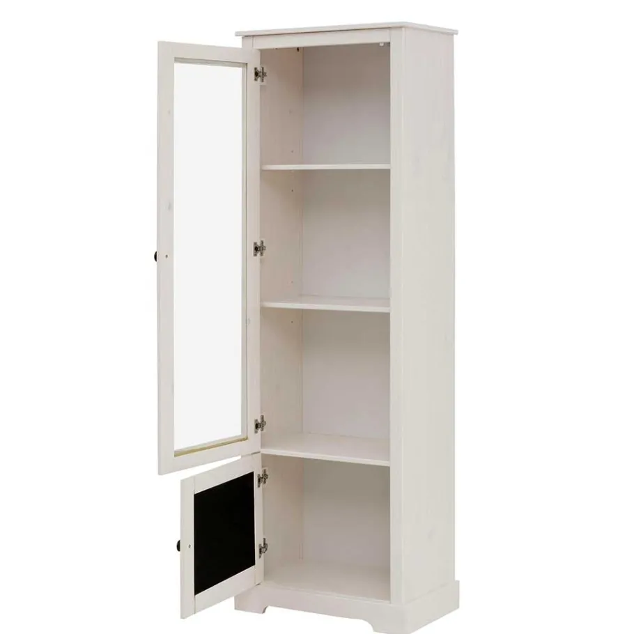 Sale Wohnen 180 cm hohe Landhausvitrine in Weiß mit Beige - Isvair I