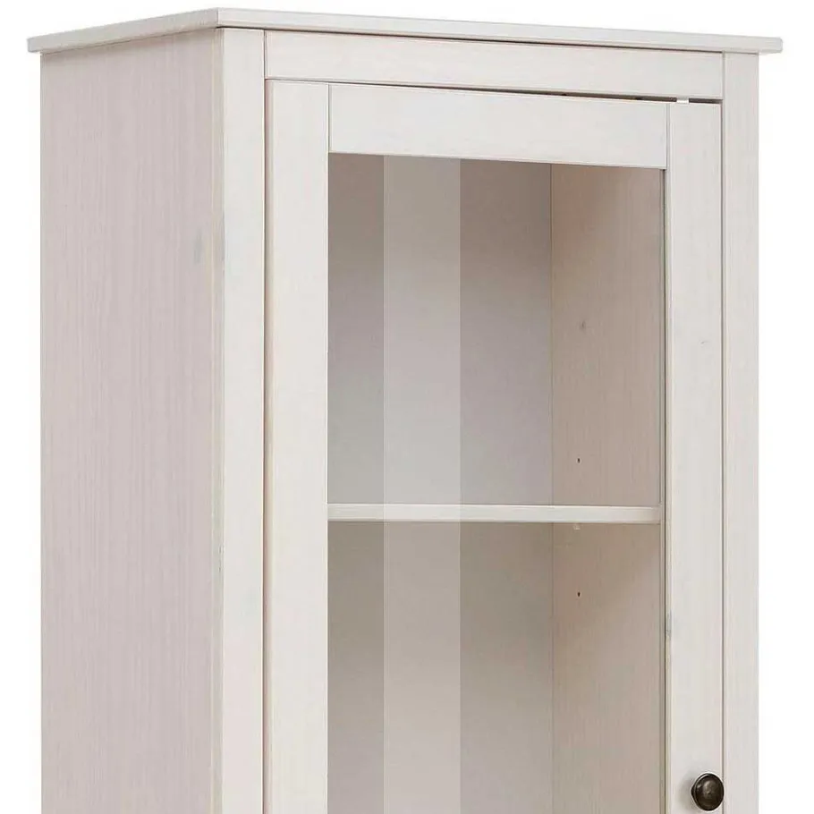 Sale Wohnen 180 cm hohe Landhausvitrine in Weiß mit Beige - Isvair I