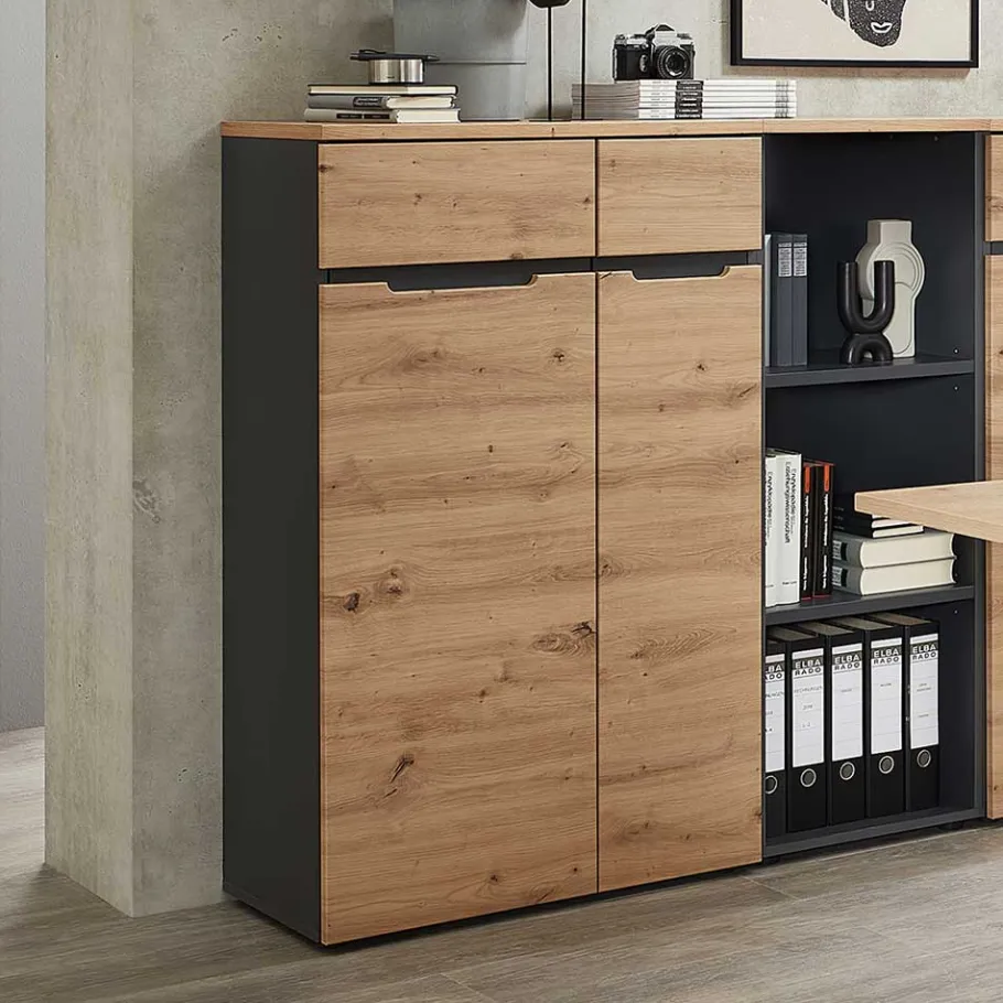 Outlet Wohnen 122 cm hoher Aktenschrank mit zwei Türen - Kuetra