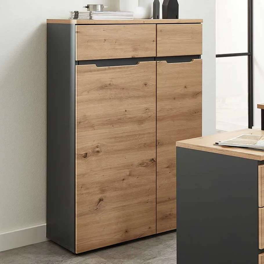 Outlet Wohnen 122 cm hoher Aktenschrank mit zwei Türen - Kuetra