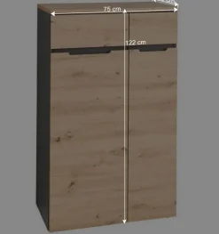 Outlet Wohnen 122 cm hoher Aktenschrank mit zwei Türen - Kuetra