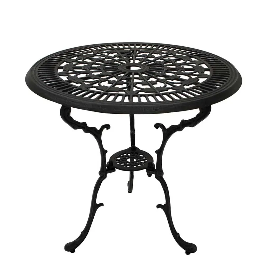 Online Wohnen 70 cm runder Aluminium Gartentisch in Dunkelgrau - Taruma
