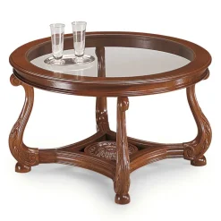 Clearance Wohnen 80 cm runder Wohnzimmer Glastisch mit Holzgestell - Vibon