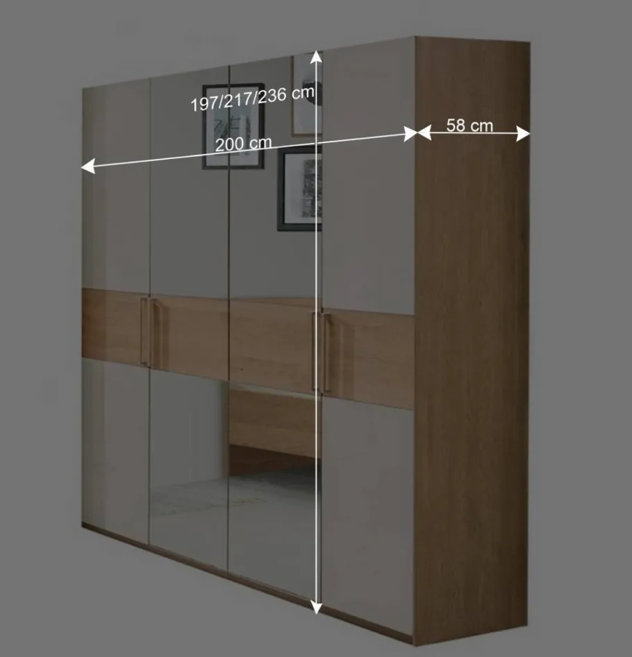 Discount Wohnen 2 Meter Kleiderschrank mit vier Türen - Emdsiva II