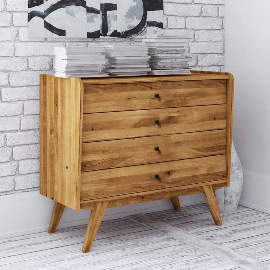 Outlet Wohnen 4 Schubladen Kommode im Midcentury Design - Hardus