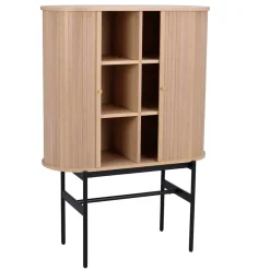 Online Wohnen Abgerundetes Skandi Highboard in White Wash Eiche - Borey