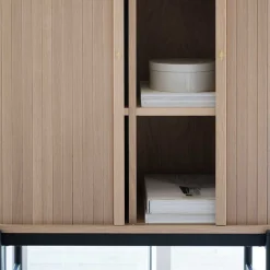 Online Wohnen Abgerundetes Skandi Highboard in White Wash Eiche - Borey