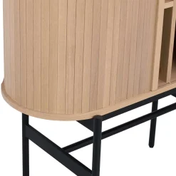 Online Wohnen Abgerundetes Skandi Highboard in White Wash Eiche - Borey