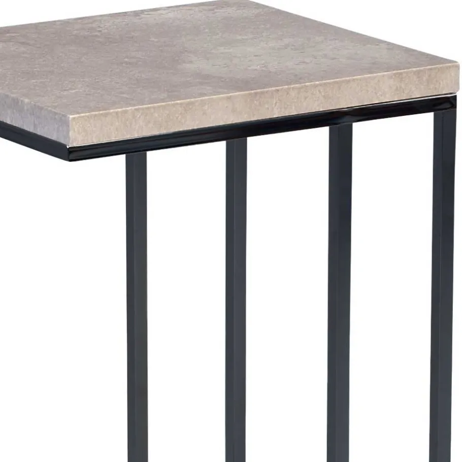 Discount Wohnen Ablagetisch mit Beton Dekor Symatra & offenem Bügelgestell Schwarz