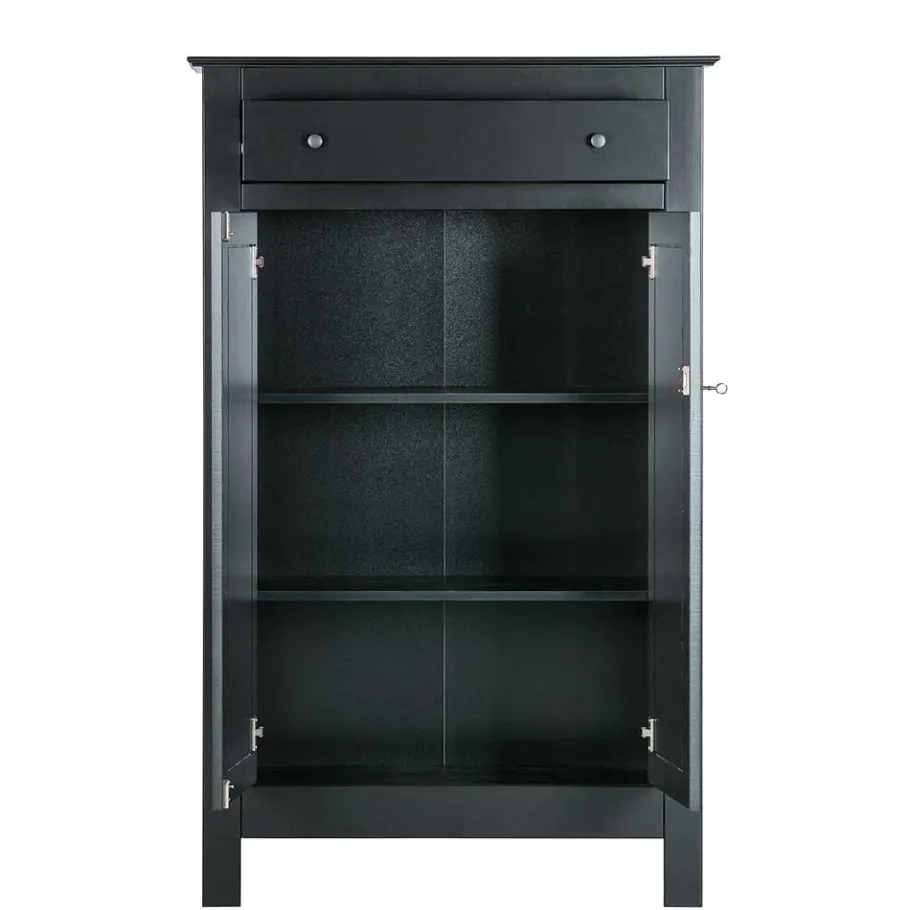 Sale Wohnen Abschließbare Vertiko Kommode in Schwarz - Wins