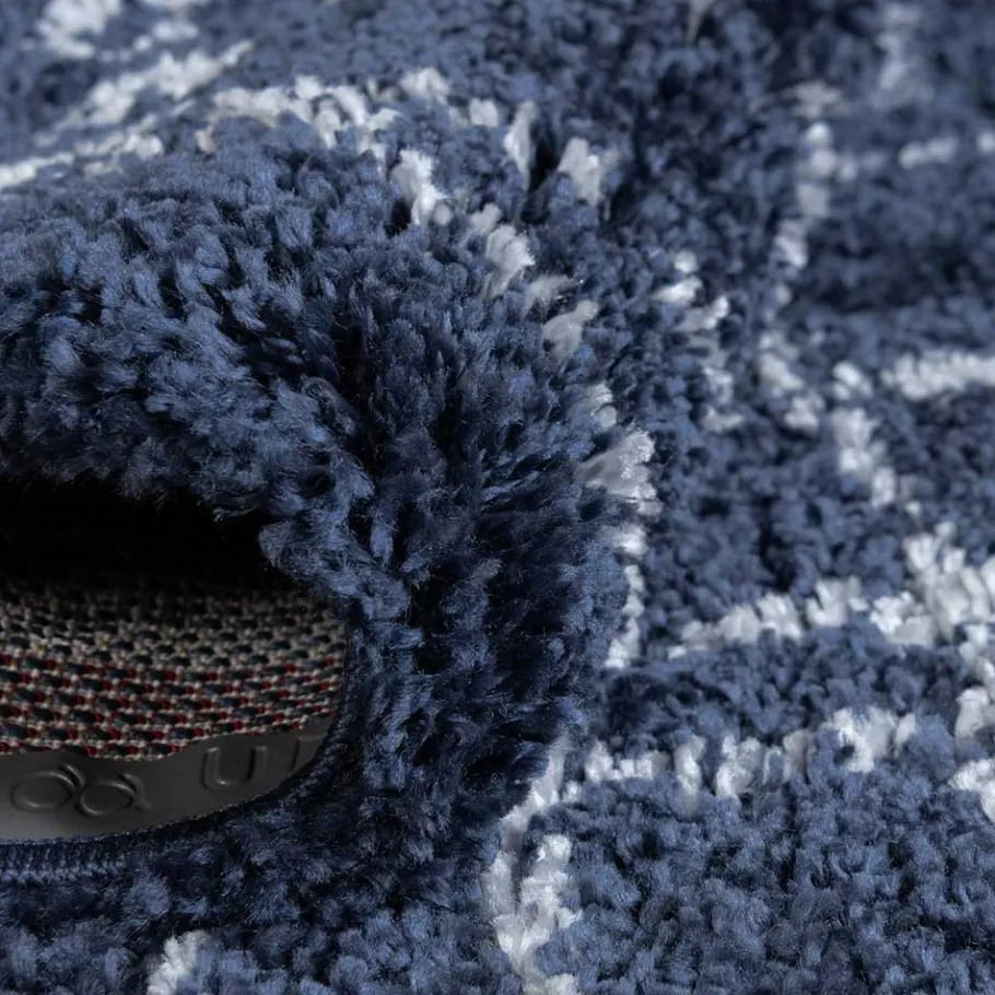Outlet Wohnen Abstrakt gemusterter Läufer Teppich in Blau - Gunnar