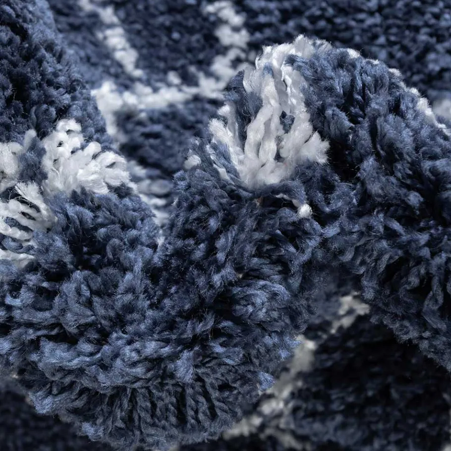 Outlet Wohnen Abstrakt gemusterter Läufer Teppich in Blau - Gunnar