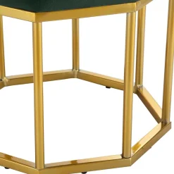 Best Wohnen Achteck Hocker in Dunkelgrün & Gold - Furciona