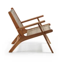 New Wohnen Akazie Holzsessel mit Rattan Geflecht - Foglia