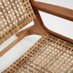 New Wohnen Akazie Holzsessel mit Rattan Geflecht - Foglia