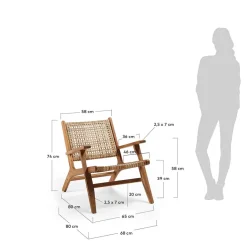 New Wohnen Akazie Holzsessel mit Rattan Geflecht - Foglia